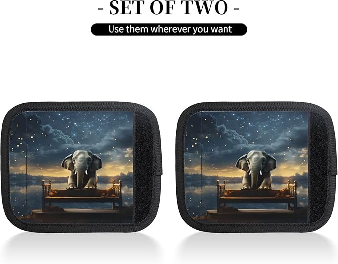 Luggage Handle Wraps Galaxy Sky Star Animal Elephant Luggage Identifiers Soft Neoprene Luggage Handle Wraps For Suitcase Trolley Handle Grip Cover 2 Pack Luggage Tags