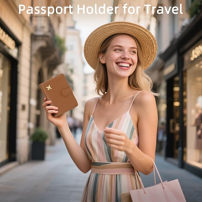 ZOPPEN Rfid Passport Holder for Travel, Passport Cover Wallet Case Travel Essentials Document Organizer, Card Holder Travel Wallet Womens Men, Brown