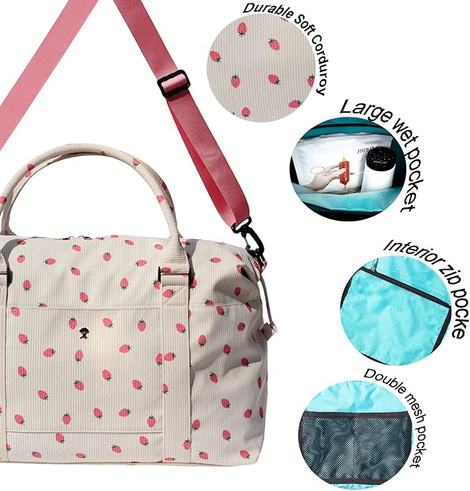 ESVAN Travel Tote Duffel Gym Bag,Weekender Overnight Carry-on Tote Crossbody Bag with Wet Pocket and Trolley Sleeve Upgraded