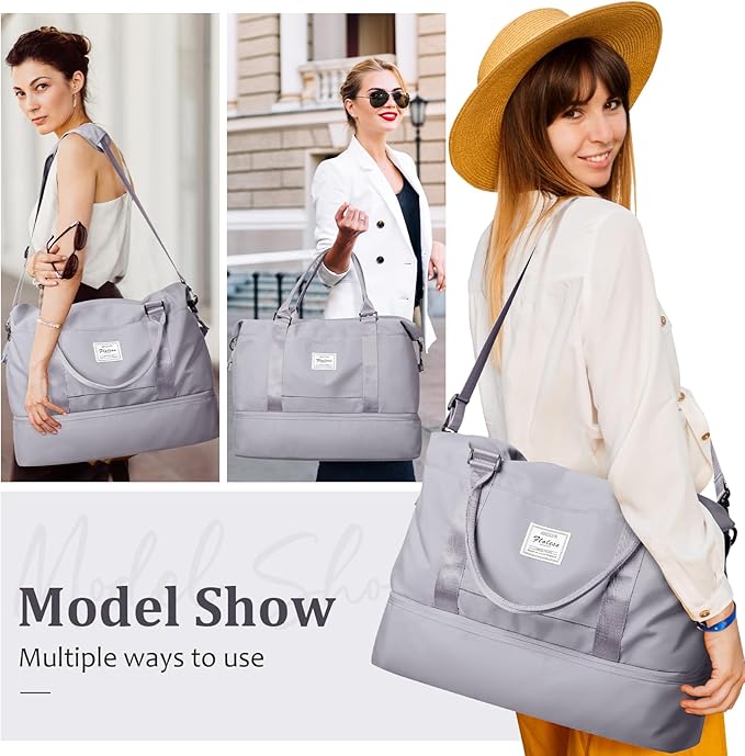 Weekender Bags for Women,Personal Item Travel Bag with Shoes Compartment,Overnight Travel Duffel Bag with Toiletry Bag