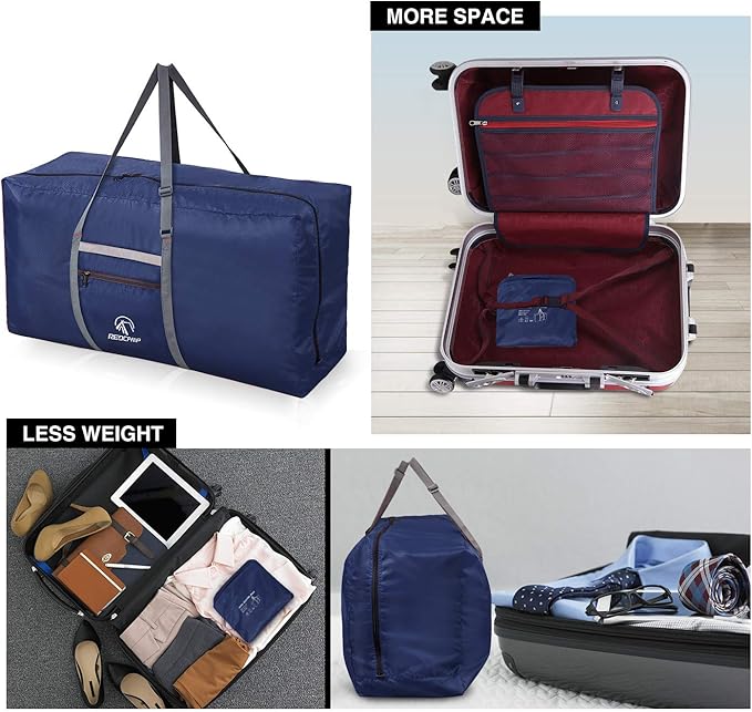 REDCAMP Foldable Extra Large Duffle Bag 100L/31 Inch, Lightweight Travel Duffel Bag with Adjustable Strap for Men Women,Dark Blue