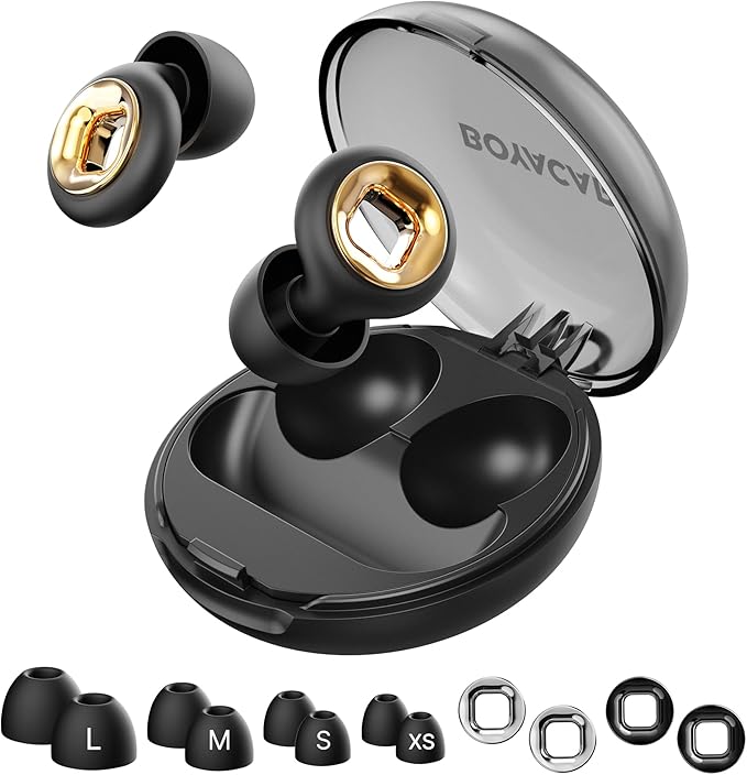 Ear Plugs for Sleeping Noise Cancelling, 45dB Reusable Earplugs for Noise Reduction, Hearing Protection Ear Plugs with 8 Ear Tips, Soft Silicone Earplugs for Sleep, Concerts, Snoring, Study (Black)