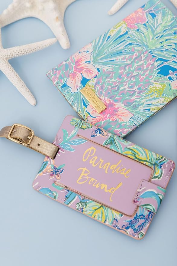 Lilly Pulitzer Vegan Leather Passport Holder, Cute Passport Cover, Travel Wallet with Credit Card Slots, Swizzle In