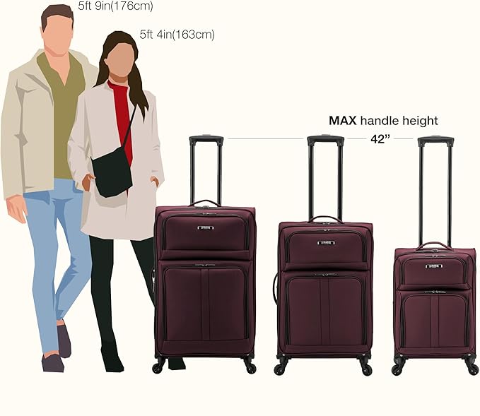 U.S. Traveler Anzio Softside Expandable Luggage with Spinner Wheels, Burgundy, 2-Piece Set (22/30)