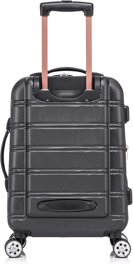 Rockland Melbourne Hardside Expandable Spinner Wheel Luggage Set, Black, Carry-On 20-Inch and Tote 14-Inch