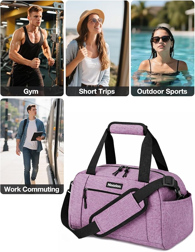 Noozion 14 inch Small Gym Bag for Women & Men, Lightweight Carry On Mini Duffle Bag with Multiple Pockets, Sports Bag for Travel and Workout.