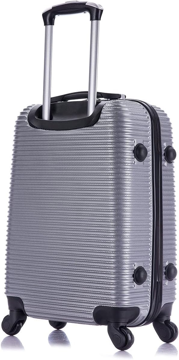 InUSA ROYAL Hardside Luggage with Ergonomic Handles | Spacious Travel Suitcase with Four Spinner Wheels and Studs | 20 Inch Hardside Carry-On Spinner Luggage | Silver