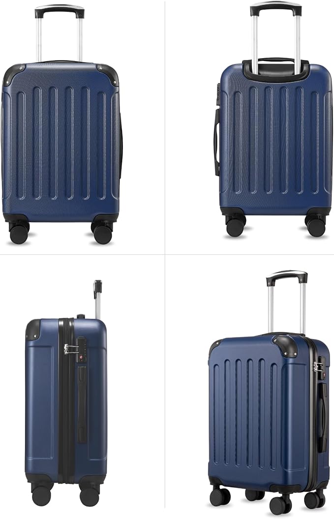 Carry On Luggage 22x14x9 Airline Approved, Hardside Suitcase with Wheels, TSA Approved, Tote Bag, Blue