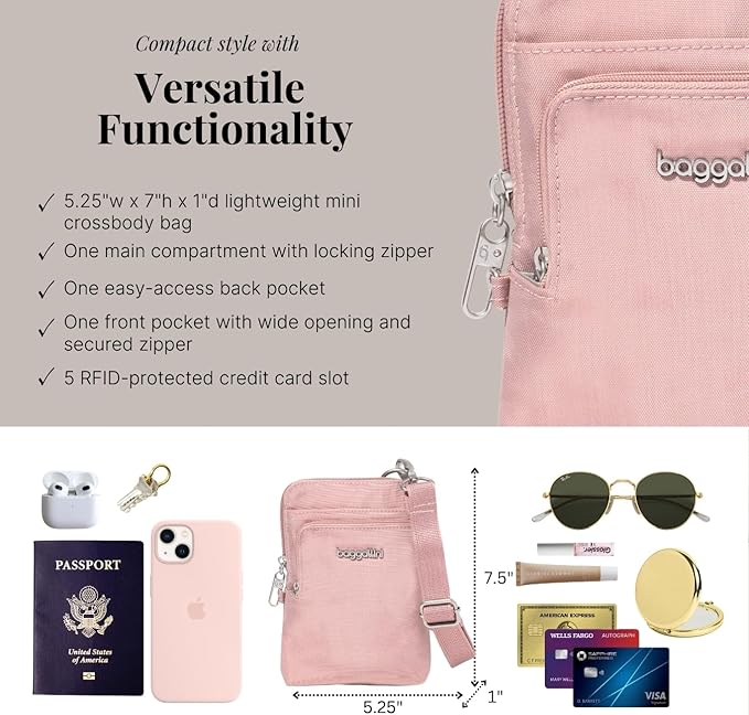 Baggallini Women's Securtex Anti-theft Activity Crossbody Bag