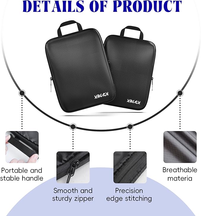6 Set Compression Packing Cubes for Travel, Suitcases and Carry On, Luggage Organizer Bags for Travel Accessories