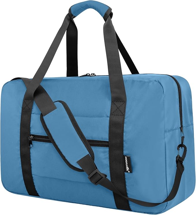 Foldable Travel Duffle Bag, Airlines Approved Carry On Bag Weekender Overnight Bag for Men Women, 40L (Airforce blue)