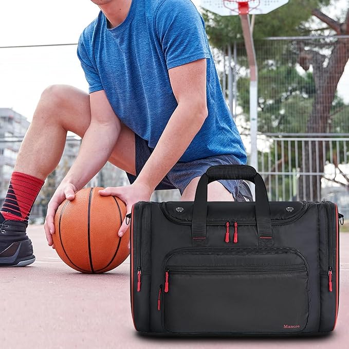 Mancro Padded Sneaker Bag, Sneakerhead Gifts, Shoe Travel Bags Fit 4 Pairs with Insulated Pocket and Shoulder Strap, Multi-functional Sports Gym Duffle for Basketball, Shoes, Cloth