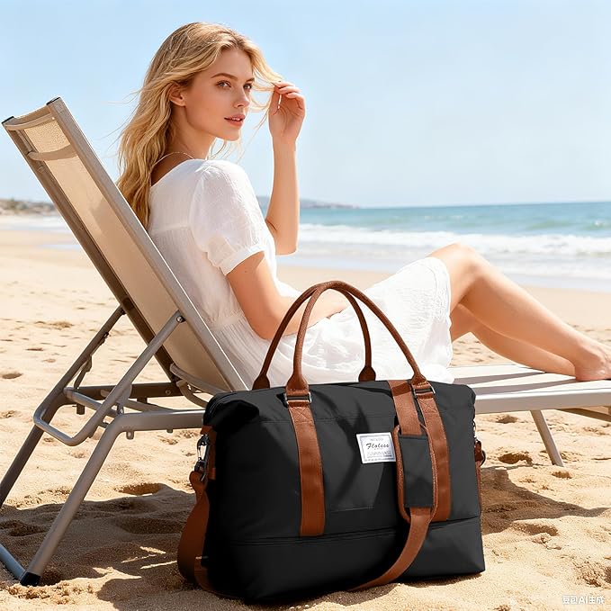 Travel Duffel Bag, Sports Tote Gym Bag, Shoulder Weekender Overnight Bag for Women