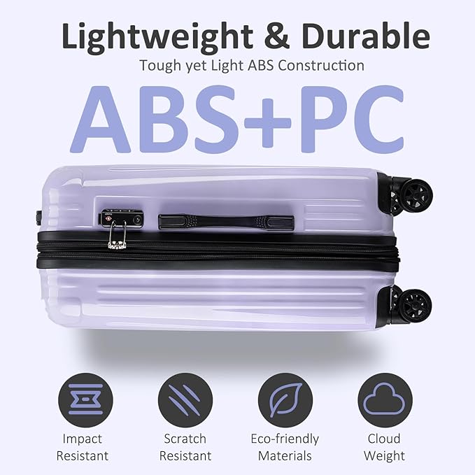 Carry on 20inch Luggage with Spinner Wheels, Lightweight PC+ABS Hard Shell Suitcases, Expandbale Storage & TSA Aprovel Lock