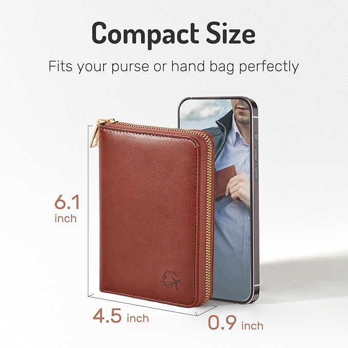 Forvencer Passport Holder Cover with Safe Zipper Closure, Premium Passport Wallet for Travel, Sleek RFID Blocking Card Case, Waterproof Travel Accessories for Men, Navy Blue