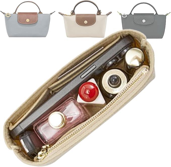 Doxo Longchamp XS Organizer Insert, Suitable for Le pliage XS and More, Keeps Tote Handbags Shaped & Neat (Beige,XS)