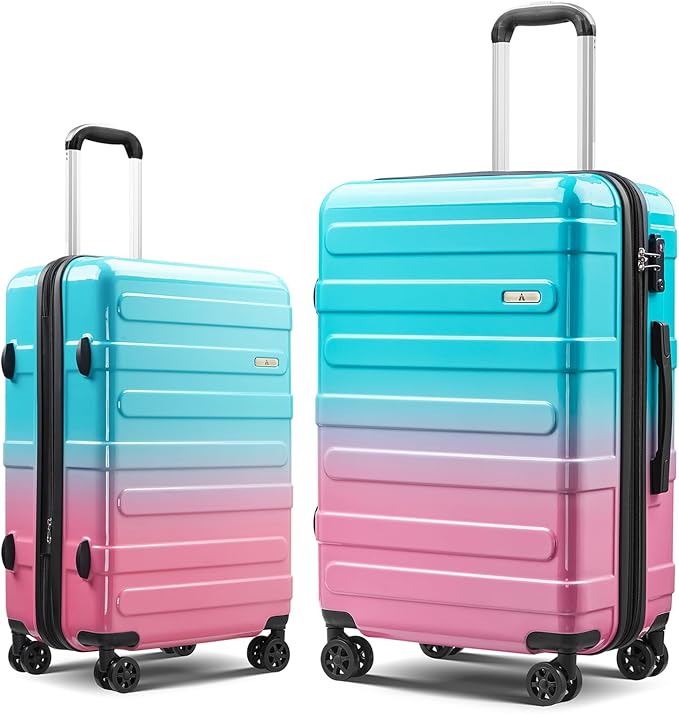 Carry on Luggage 2 Sets(20in/24in) with Spinner Wheels, Lightweight PC+ABS Hard Shell Suitcases, Expandbale Storage & TSA Aprovel Lock