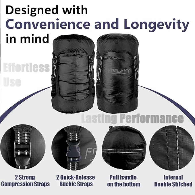 Frelaxy Compression Sack, 40% More Storage! 11L/18L/30L/45L/52L Compression Stuff Sack, Water-Resistant & Ultralight Sleeping Bag Stuff Sack - Space Saving Gear for Camping, Hiking