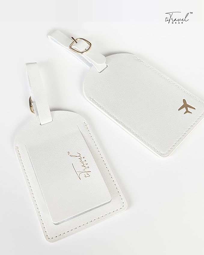Luggage Tags for Suitcases, PU Leather Travel Tags for Luggage.(Cream)