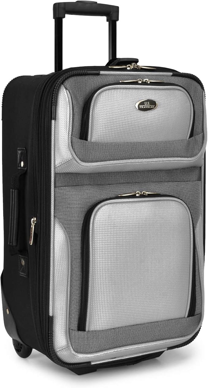 U.S. Traveler New Yorker Lightweight Expandable Rolling Luggage, Charcoal, 4-Piece Set