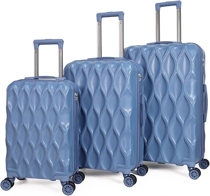 luggage sets 3 piece, 3 piece luggage sets with spinner wheels Hardside Lightweight Luggage 20in 24in 28in. (blue)