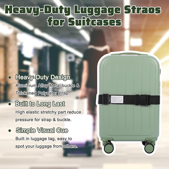 Travel Luggage Connector Strap Adjustable Suitcase Belt Connect Suitcase Add Bag Straps for Carry On Your Luggages Accessories Stocking Stuffer