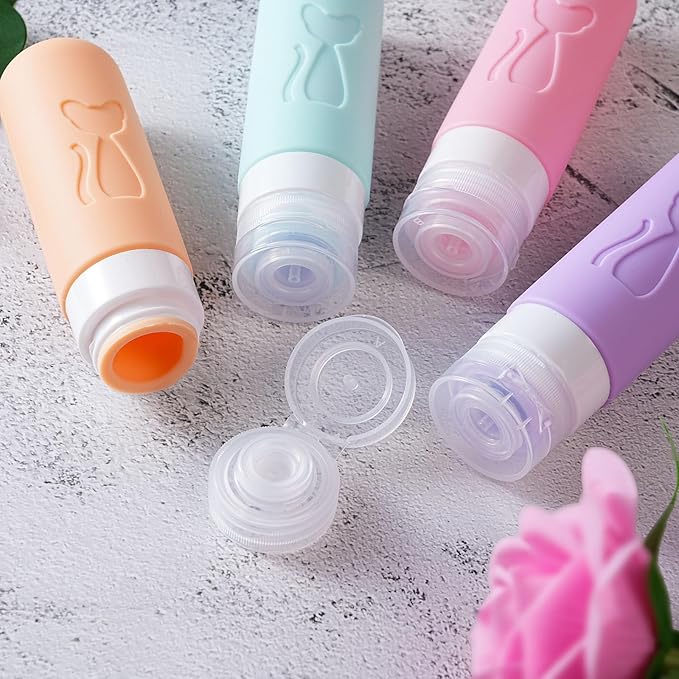 TSA Approved 3oz Leakproof Travel Bottles for Toiletries, Refillable Containers for Shampoo Conditioner Lotion Body Wash(Multicolored C)