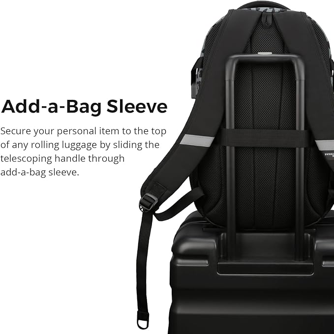Swissdigital Laptop Backpack with USB Charging Port, Travel Backpack Fits 15.6 inches Computer, 31L Backpack for Men, Gray Leopard | SD803-101