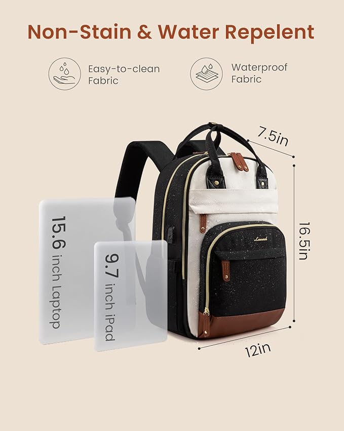 LOVEVOOK Backpack for Women,Laptop Backpack Women,Fits 15.6 Inch Laptop Bag,School Backpacks,Fashion Travel Work Anti-theft Bag,Waterproof Business Computer College Backpack Purse,Beige-Grey-Grey