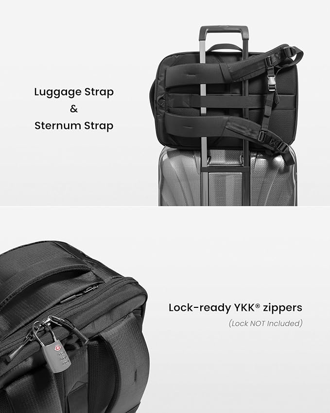 tomtoc Travel Backpack 40L, TSA Friendly Flight Approved Carry-on Luggage Hand Water-resistant Lightweight Business Rucksack, Durable Large Weekender Bag Daypack Fits 17.3 Inch Laptop