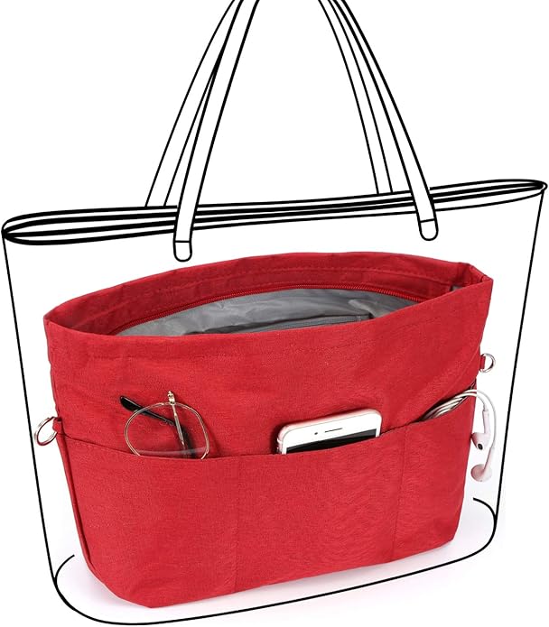 VANCORE Purse Organizer Insert for Handbags,Tote Bag Organizer Insert with Zipper Bag,Premium Handbag Organizer Inside Liner for Women with 15 Pockets