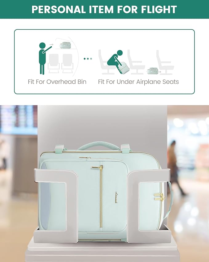 LOVEVOOK Travel Backpack for Women & Men 40L,Airline Approved Carry On Backpack Travel Essentials,TSA Carry on Luggage,Waterproof Personal Item Travel Bag Suitcase,3 Packing Cubes,Turquoise-Turquoise