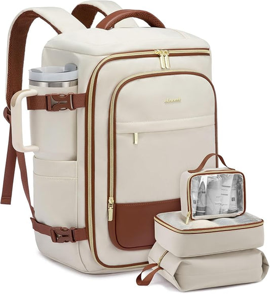 LOVEVOOK 40L Travel Backpack Carry on Flight Approved, Personal Item Bag with 3 Packing Cubes, Travel Backpack for Women Fits 17" Laptop, Water-resistant Carry On Bag for Airplanes