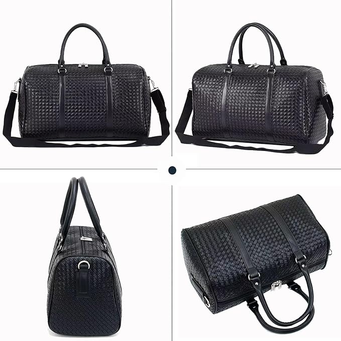 27L Small Travel Duffle Bag Weekender Bags for Women and Men with Shoe Compartment Foldable Waterproof Toiletry Bag Hospital Bags for Labor and Delivery Gym Bag (Black with shoes)