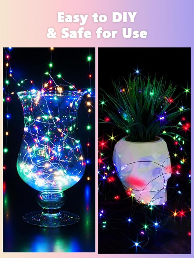 6 Pack Fairy Lights Battery Operated with Remote Twinkle Lights Multicolor | Each 26FT 80LED, 8 Modes, Timer, Waterproof & Cuttable Wire, Christmas String Lights for Party Gatherings Centerpieces Decor