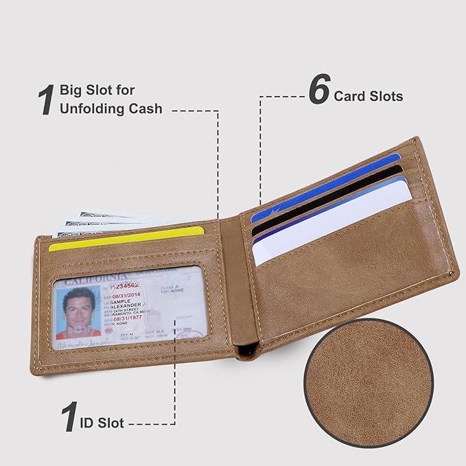 Chelmon Slim Wallet for Men ID Window with RFID Blocking Front Pocket Minimalist Bifold Bussiness Card Holder Gift for Men