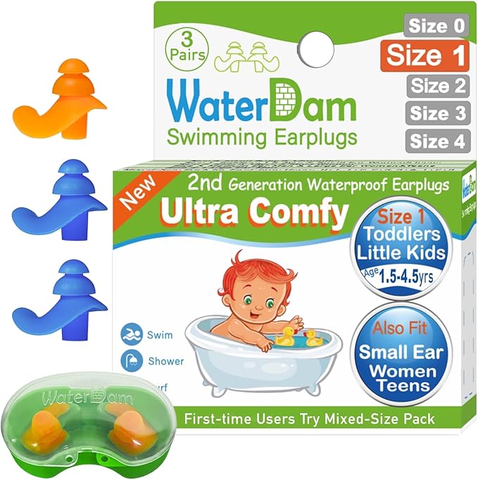 WaterDam Swimming Ear Plugs Great Waterproof Ultra Comfy Earplugs Prevent Swimmer's Ear
