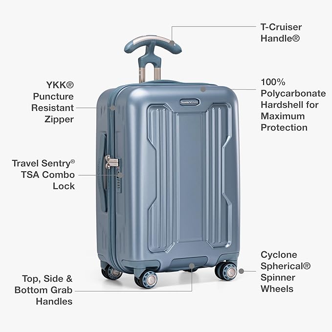 Traveler's Choice Ultimax II Polycarbonate Hardside Luggage with Spinner Wheels, Teal, 29-Inch Large Luggage