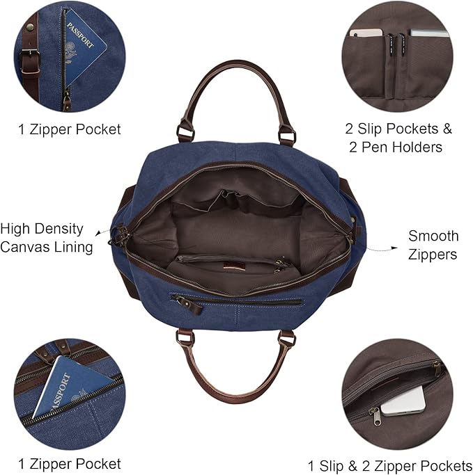 S-ZONE Duffle Bag for Travel Canvas Duffel Bag Carry on Weekender Bag for Men