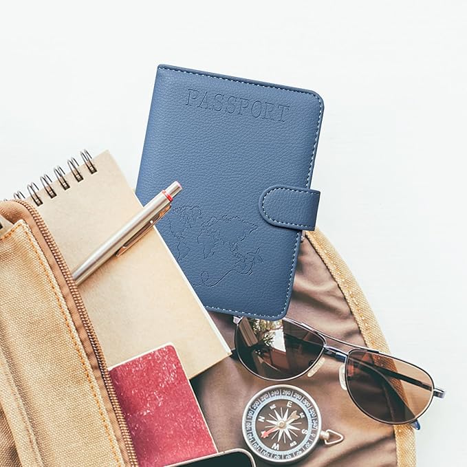 ACdream Passport Holder for Travel Essentials, Rfid Blocking Passport Wallet Cover Case for Travel Must Haves Accessories, Book Holders for Women & Men- Navy Blue