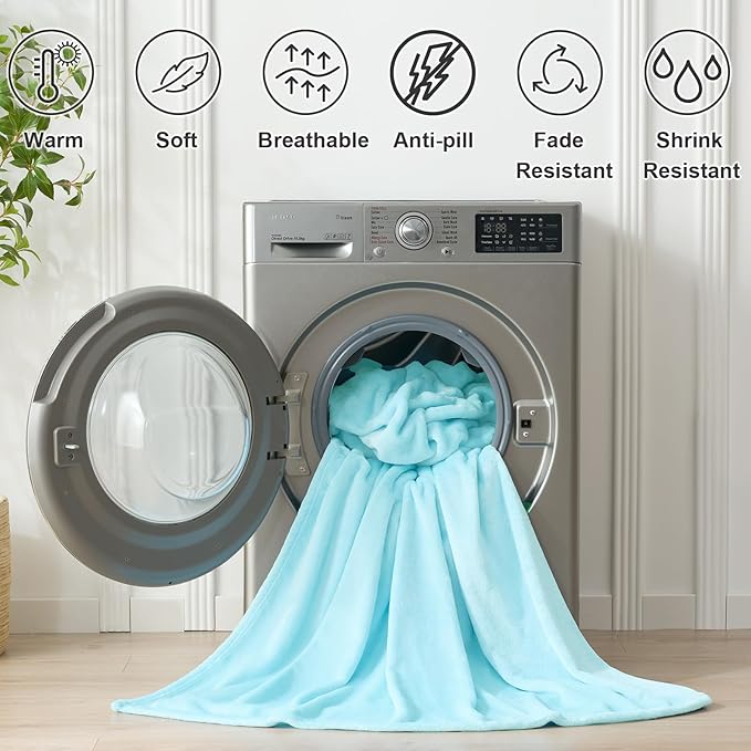 Hansleep Fleece Robin Egg Blue Throw Blanket, Super Soft Blanket Flannel Fuzzy Plush Cozy Blanket for All Seasons, Robin Egg Blue, Throw 50x60 Inches
