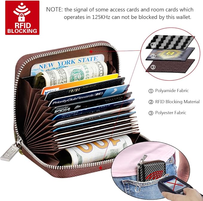FurArt Zipper Wallet Women, RFID Blocking Credit Card Wallet, Business Card Holder, Compact Size KeyChain Wallet