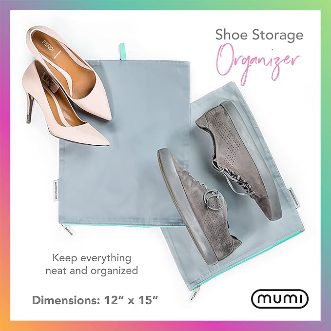 MUMI Travel Shoe Bags Set of 2 – Waterproof Shoe Bag for Travel, Gym, Storage, Packing – Lightweight Shoe Travel Bags for Suitcase, Closet, Backpack – Travel Shoe Organizer for Men and Women (Orange)