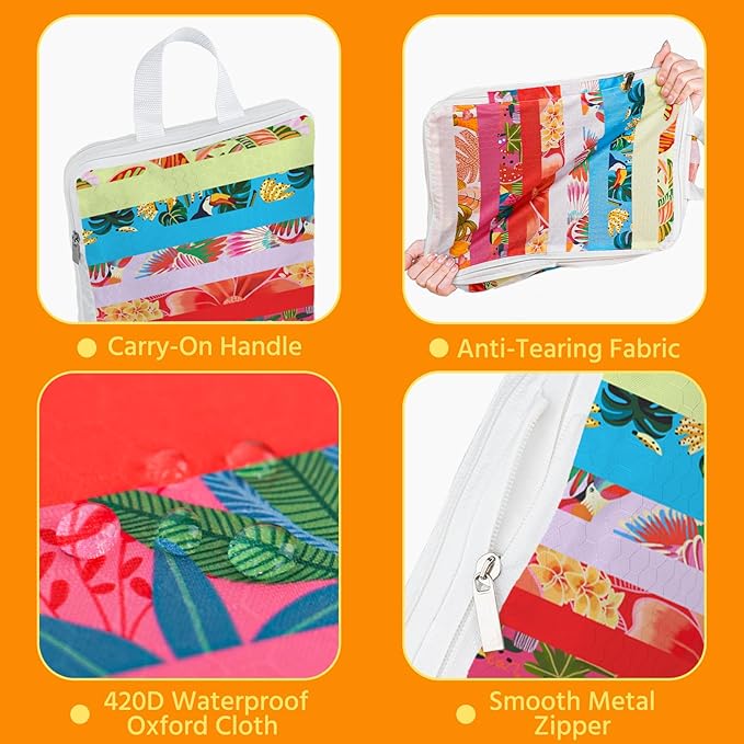 6 Pcs Compression Packing Cubes Waterproof Suitcase Travel Bag Luggage Backpack Organizer Travel Cubes for Packing-Tropical Banana