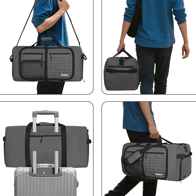 Foldable Travel Duffle Bag for Men Women, Waterproof with Shoe Compartment, 80L 120L Large Collapsible Luggage Bag, Lightweight Packable Duffel for Travel Sports Gym Airline Carry On Checked Bag