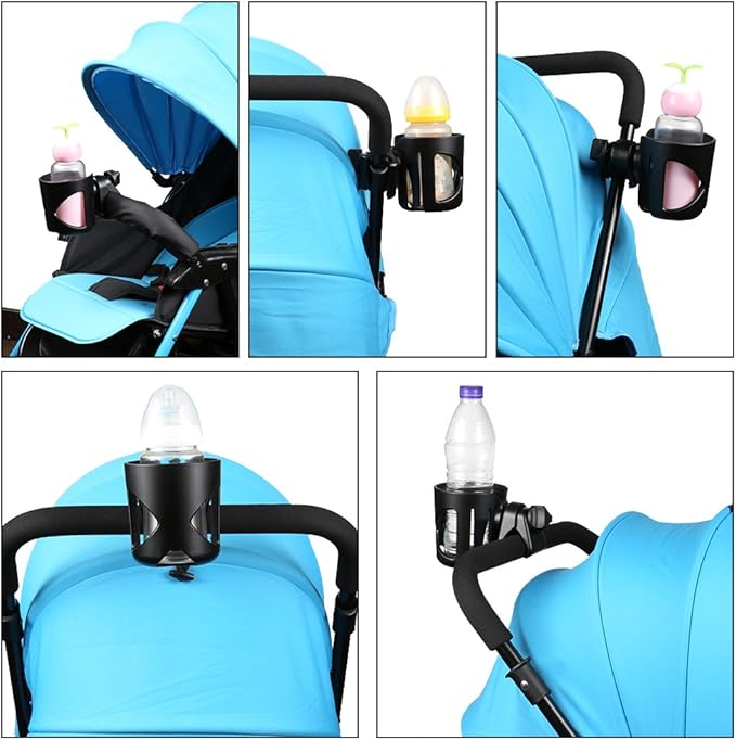 Accmor Universal Cup Holder, Stroller Cup Holder, 360° Rotatable Large Caliber Designed Bottle Holder for Stroller, Bike, Wheelchair, Walker, Scooter, Black