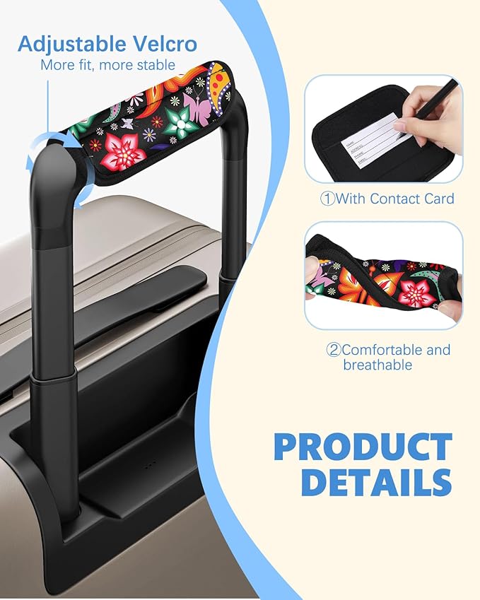 Slohif Luggage Handle Wrap 5Pcs Suitcase Identifier - Bag Strap Cover for Bogg Travel Accessories Easy Identification Bright Marker Sleeve Grips Comfort Neoprene Concealed Tag for Airport Butterfly