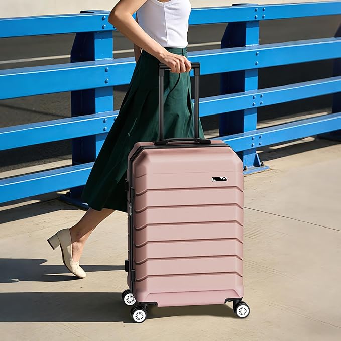 Luggage Sets 3 Piece, Hardside Carry On Suitcase with Spinner Wheels, Lightweight Durable Luggage for Travel | TSA Lock, Expandable Suitcase Set for Men and Women（20/26in） (Rose Gold)