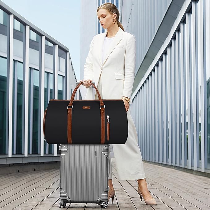 Convertible 2-in-1 Garment Bags for Travel, 50L Carry On Garment Duffle Bag With Shoe Compartment Large Weekender Bag for Women Men Hanging Suitcase Suit Travel Duffel Overnight Bags