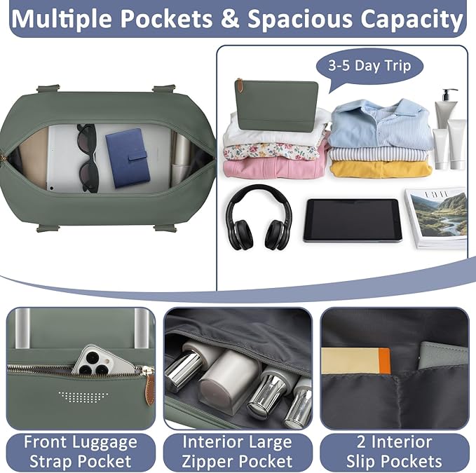 Travel Duffle Bag for Women, Weekender Bags, Hospital Bag for Labor Delivery, Lightweight Tote Duffel Overnight Bag with Luggage Sleeve,Airplane Travel Bags (Army Green, Large)
